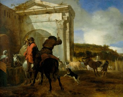 Paysage italien avec cavaliers près d
